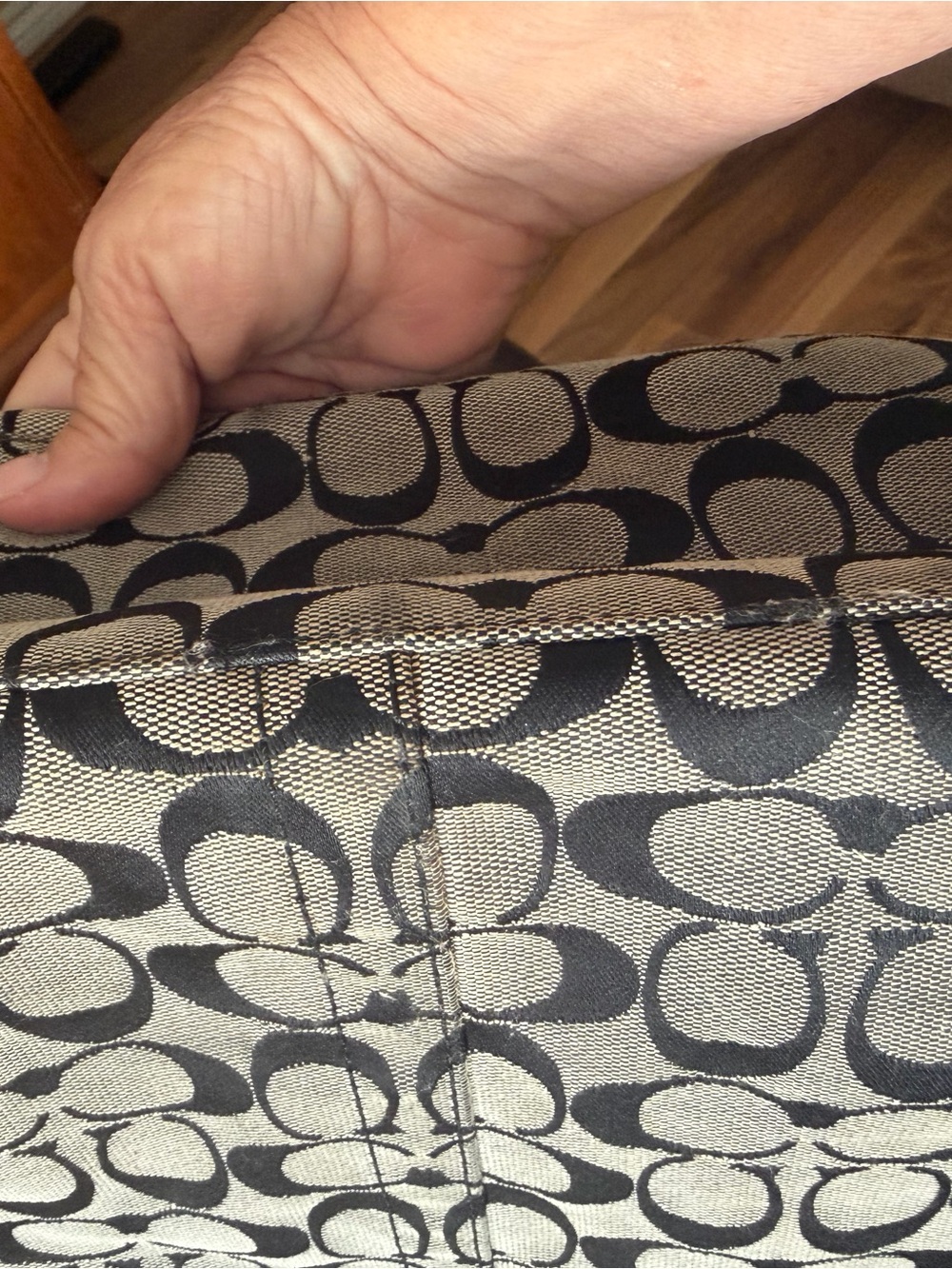 Coach Black and Gray Signature Tote with Leather Straps - Picture 11 of 15